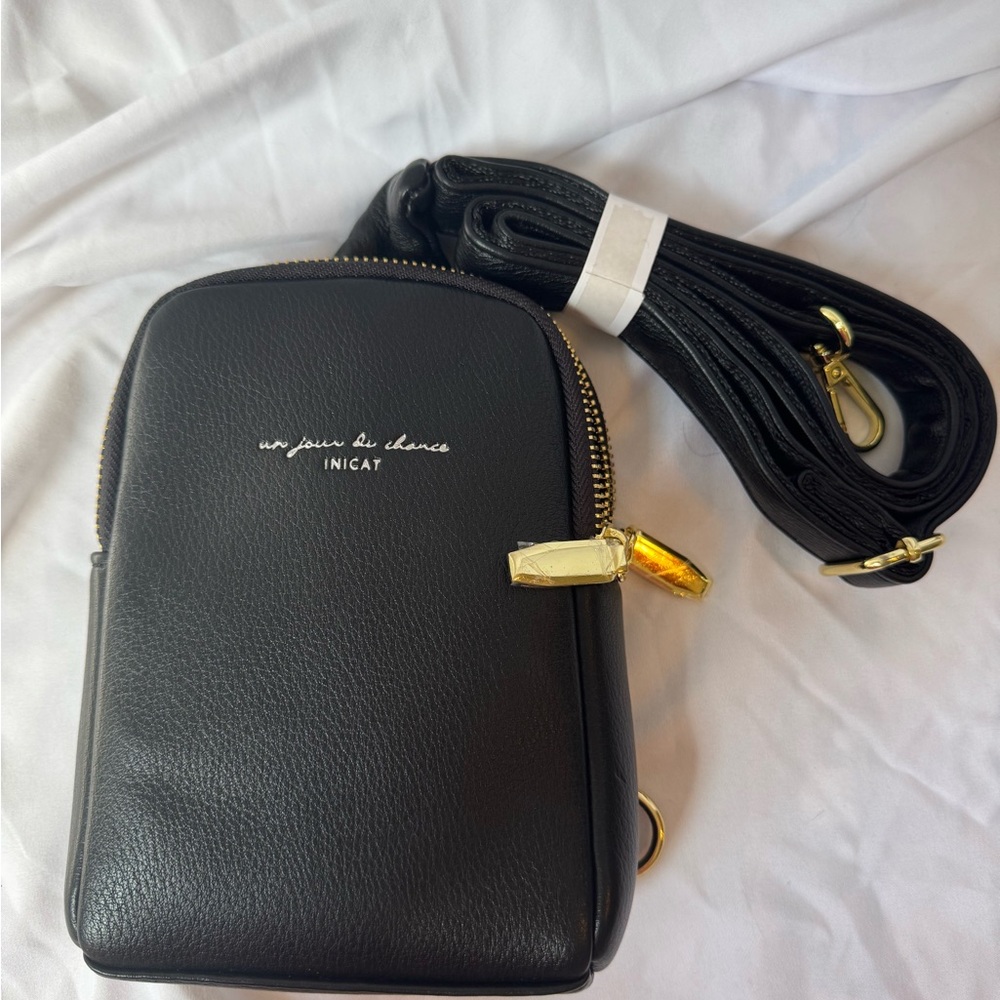 Inicat Black Crossbody Bag with Gold Details